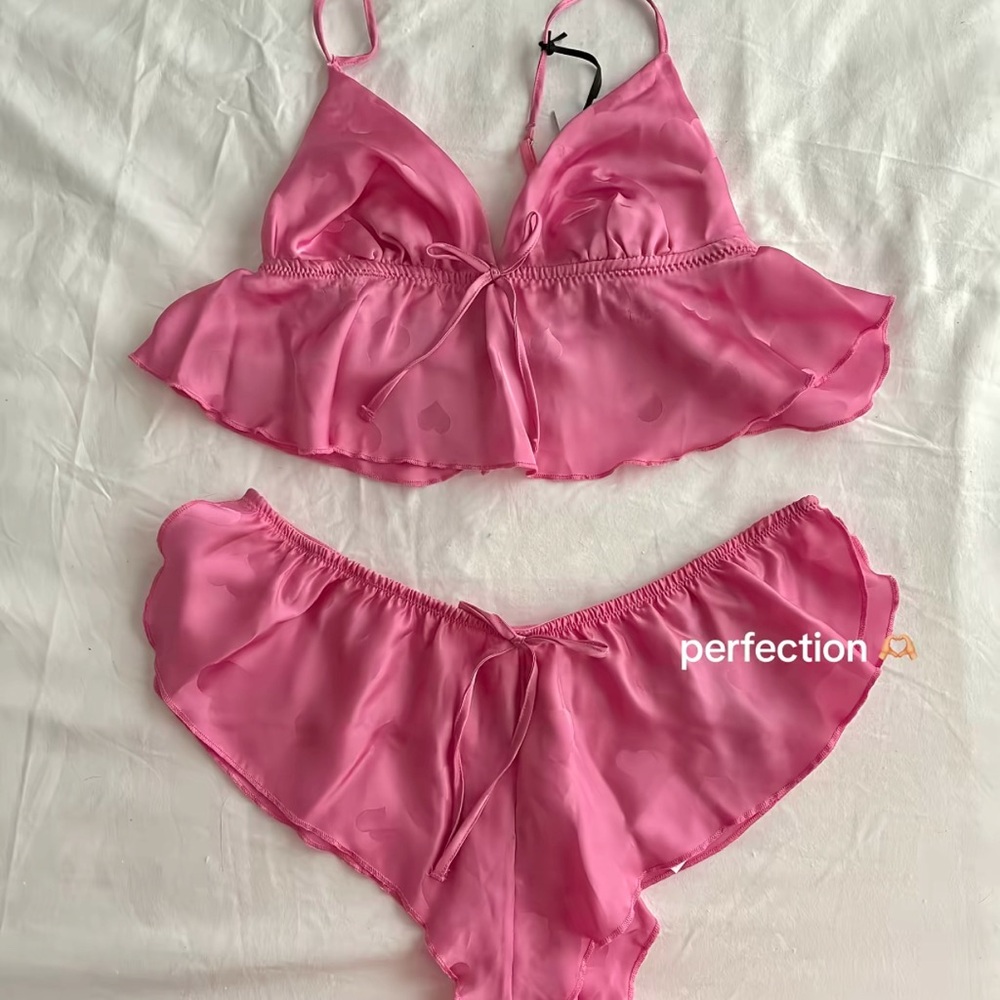 Primark Pink Lingerie Set with Hearts | One Size